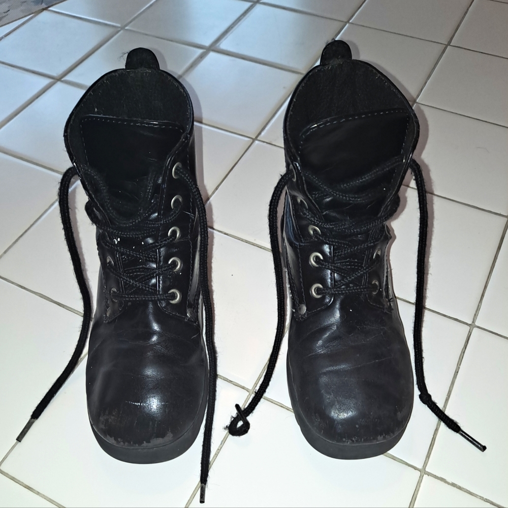 Black boots with pocket size 11 motorcycle shoes biker combat outdoor